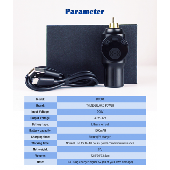Wireless Battery Tattoo Power Supply #PS066