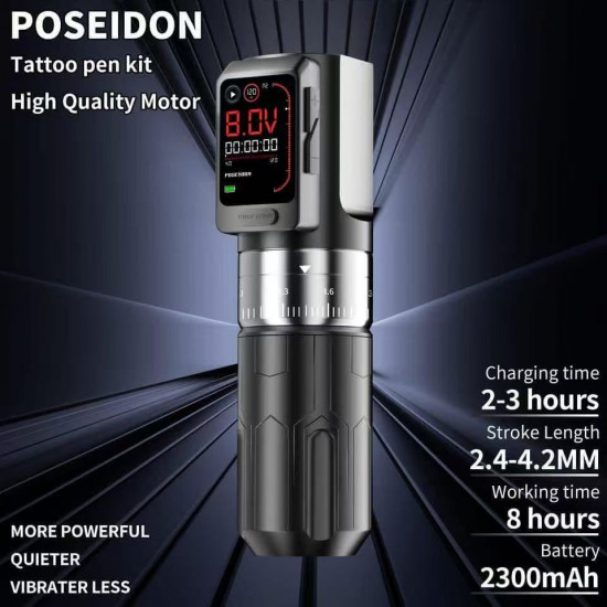 Poseidon-S-Luxe Professional Wireless Tattoo Pen Set #HM160