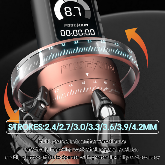 POSEIDON Multi-mode Adjustable OLED Wireless Tattoo Pen with 2*Batteries #HM147